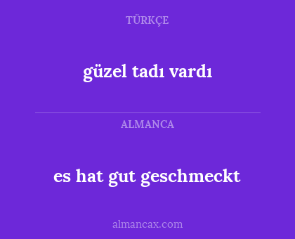 es hat gut geschmeckt - güzel tadı vardı