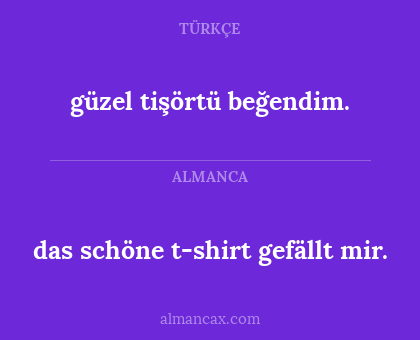 güzel tişörtü beğendim. - das schöne t-shirt gefällt mir.