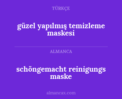güzel yapılmış temizleme maskesi - schöngemacht reinigungs maske