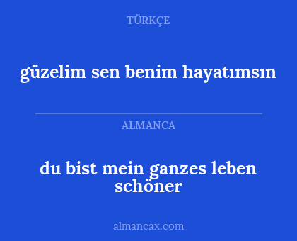 güzelim sen benim hayatımsın - du bist mein ganzes leben schöner