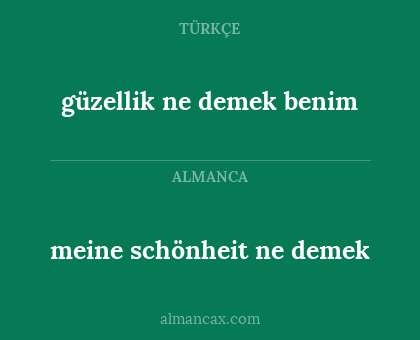 meine schönheit ne demek - güzellik ne demek benim