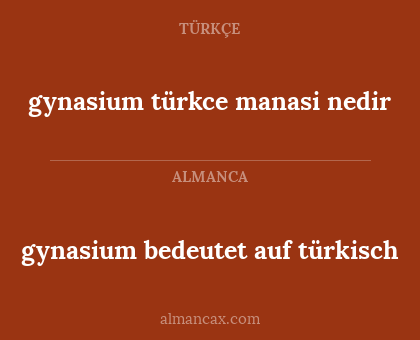 gynasium bedeutet auf türkisch - gynasium türkce manasi nedir