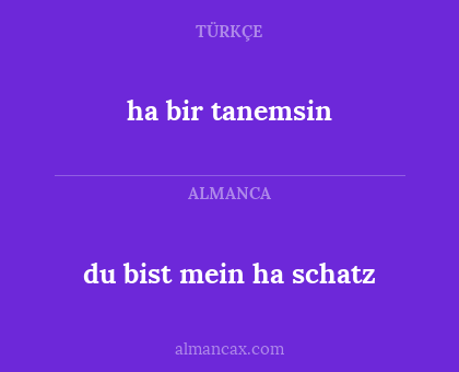 du bist mein ha schatz - ha bir tanemsin