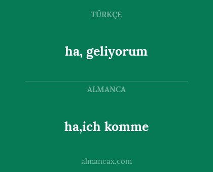ha,ich komme - ha, geliyorum