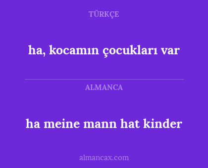 ha meine mann hat kinder - ha, kocamın çocukları var