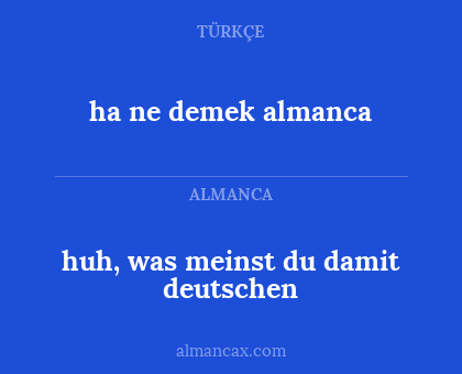 huh, was meinst du damit deutschen - ha ne demek almanca