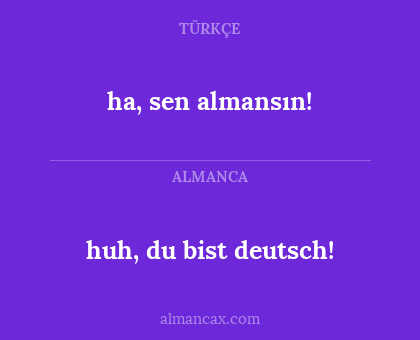 ha, sen almansın! - huh, du bist deutsch!