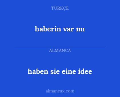 haben sie eine idee - haberin var mı