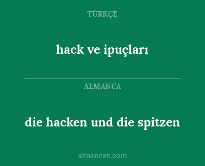 hack ve ipuçları - die hacken und die spitzen