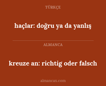 kreuze an: richtig oder falsch - haçlar: doğru ya da yanlış