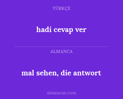 hadi cevap ver - mal sehen, die antwort