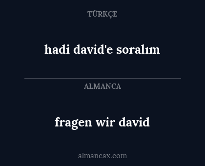 fragen wir david - hadi david'e soralım