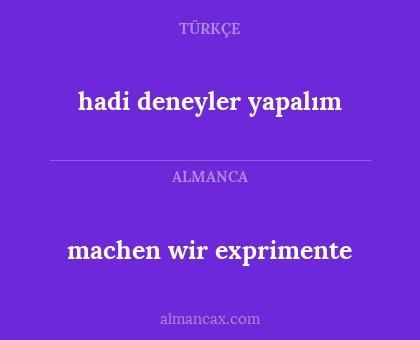 hadi deneyler yapalım - machen wir exprimente