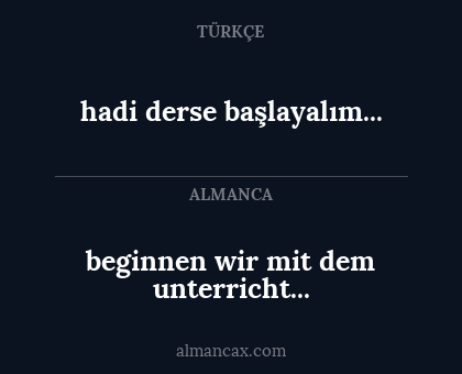beginnen wir mit dem unterricht... - hadi derse başlayalım...