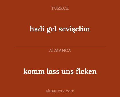 komm lass uns ficken - hadi gel sevişelim