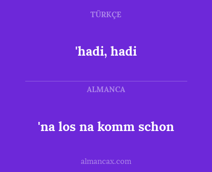 'hadi, hadi - 'na los na komm schon