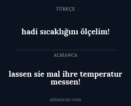 hadi sıcaklığını ölçelim! - lassen sie mal ihre temperatur messen!