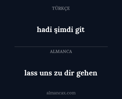 lass uns zu dir gehen - hadi şimdi git