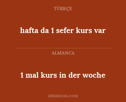 1 mal kurs in der woche - hafta da 1 sefer kurs var
