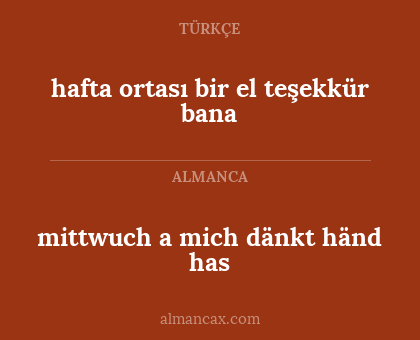 mittwuch a mich dänkt händ has - hafta ortası bir el teşekkür bana