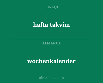 wochenkalender - hafta takvim