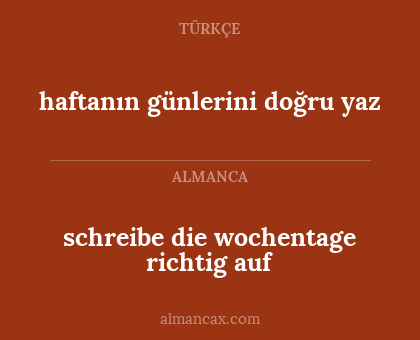 schreibe die wochentage richtig auf - haftanın günlerini doğru yaz