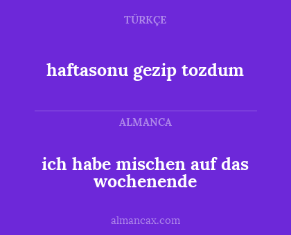 haftasonu gezip tozdum - ich habe mischen auf das wochenende