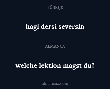 hagi dersi seversin - welche lektion magst du?