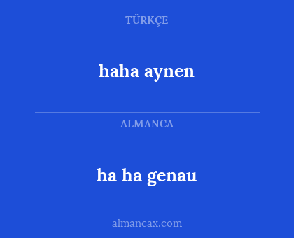 ha ha genau - haha aynen