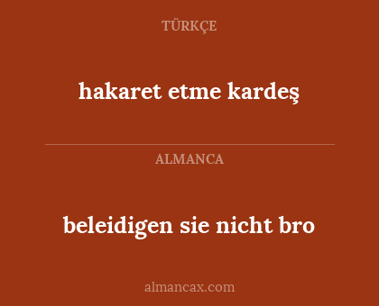 beleidigen sie nicht bro - hakaret etme kardeş