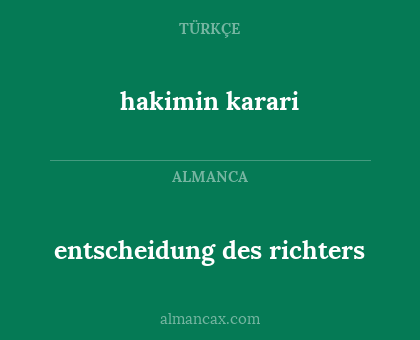 entscheidung des richters - hakimin karari