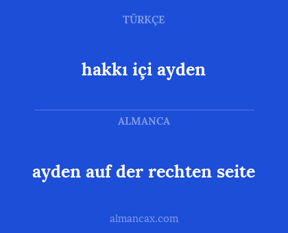 hakkı içi ayden - ayden auf der rechten seite