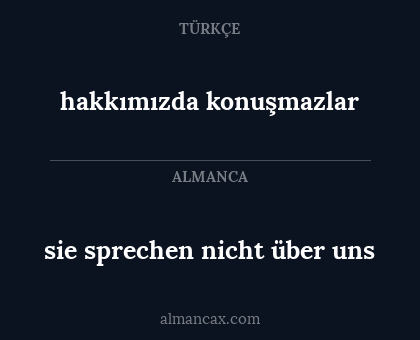 hakkımızda konuşmazlar - sie sprechen nicht über uns