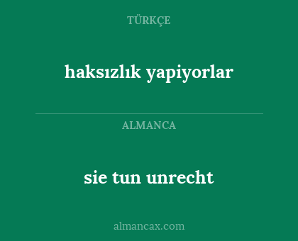 sie tun unrecht - haksızlık yapiyorlar