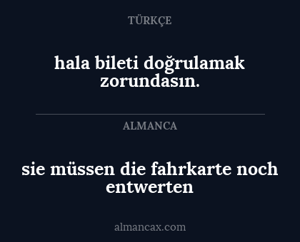 hala bileti doğrulamak zorundasın. - sie müssen die fahrkarte noch entwerten