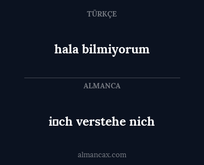 hala bilmiyorum - i̇ch verstehe nich
