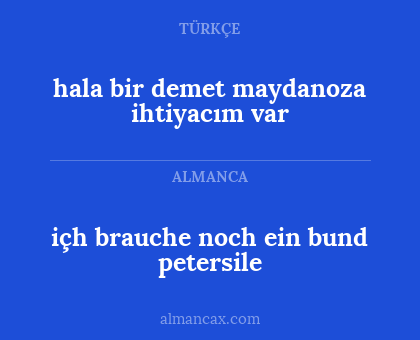 içh brauche noch ein bund petersile - hala bir demet maydanoza ihtiyacım var