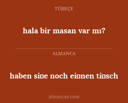 hala bir masan var mı? - haben si̇e noch ei̇nen ti̇sch