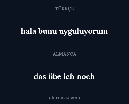 hala bunu uyguluyorum - das übe ich noch