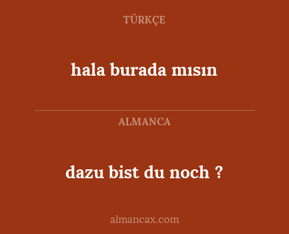 hala burada mısın - dazu bist du noch ?