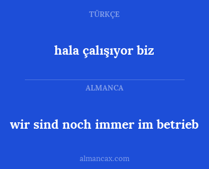 wir sind noch immer im betrieb - hala çalışıyor biz