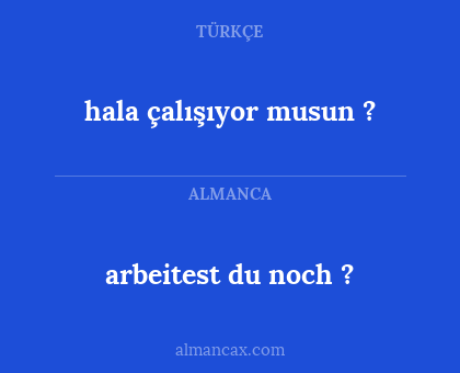 arbeitest du noch ? - hala çalışıyor musun ?