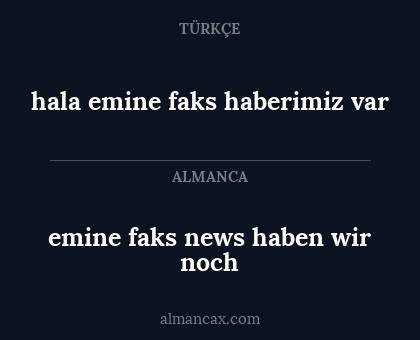 emine faks news haben wir noch - hala emine faks haberimiz var