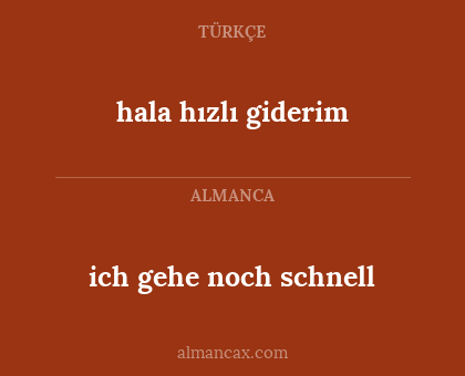 ich gehe noch schnell - hala hızlı giderim