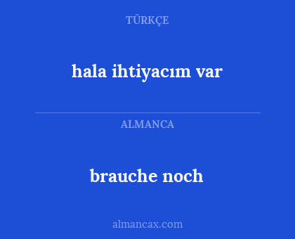 brauche noch - hala ihtiyacım var