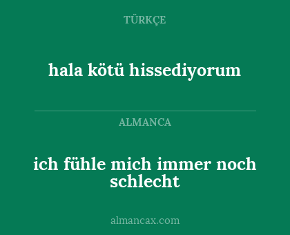 hala kötü hissediyorum - ich fühle mich immer noch schlecht