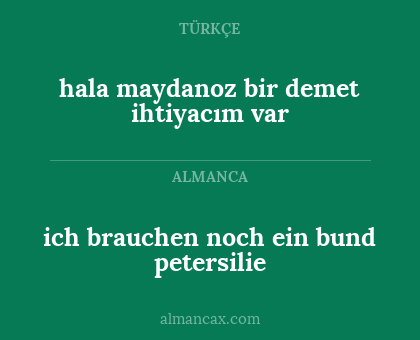 hala maydanoz bir demet ihtiyacım var - ich brauchen noch ein bund petersilie