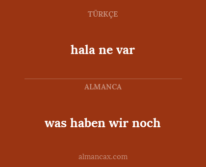 hala ne var - was haben wir noch