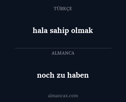 noch zu haben - hala sahip olmak