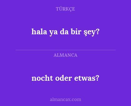 nocht oder etwas? - hala ya da bir şey?